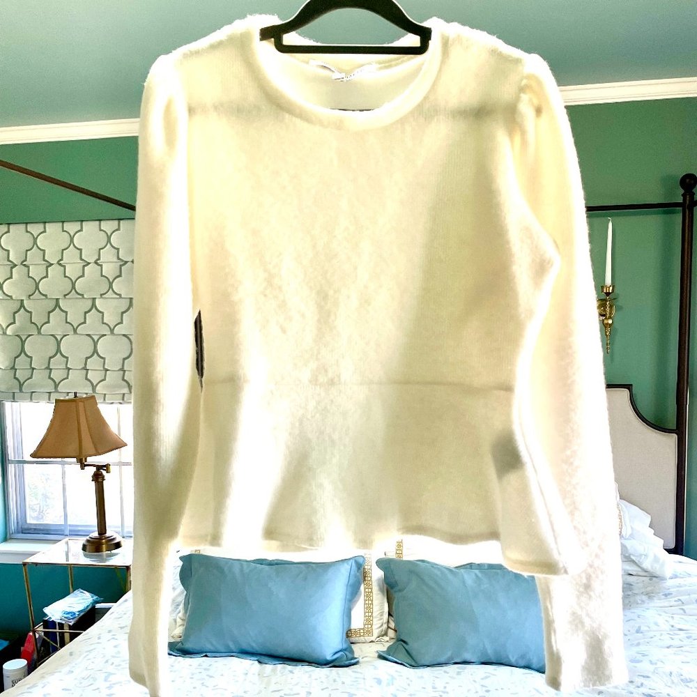 WALTER BAKER Cream/White Peplum Sweater